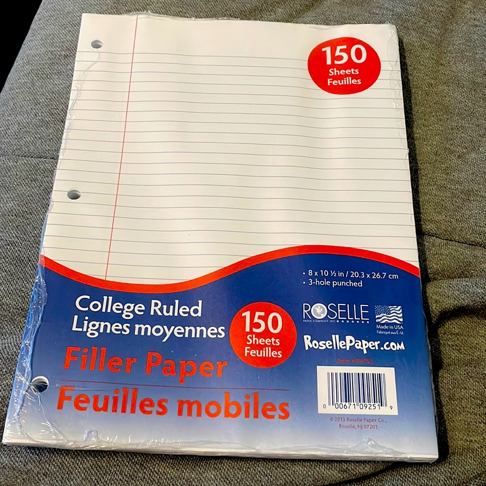 Roselle College Ruled Filler Paper